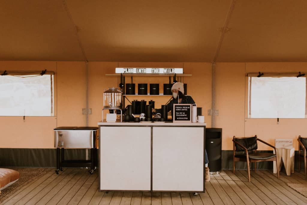 A Cafe in a Safari Canvas Tent Sits in the Middle of the Santa Fe Desert in New Mexico